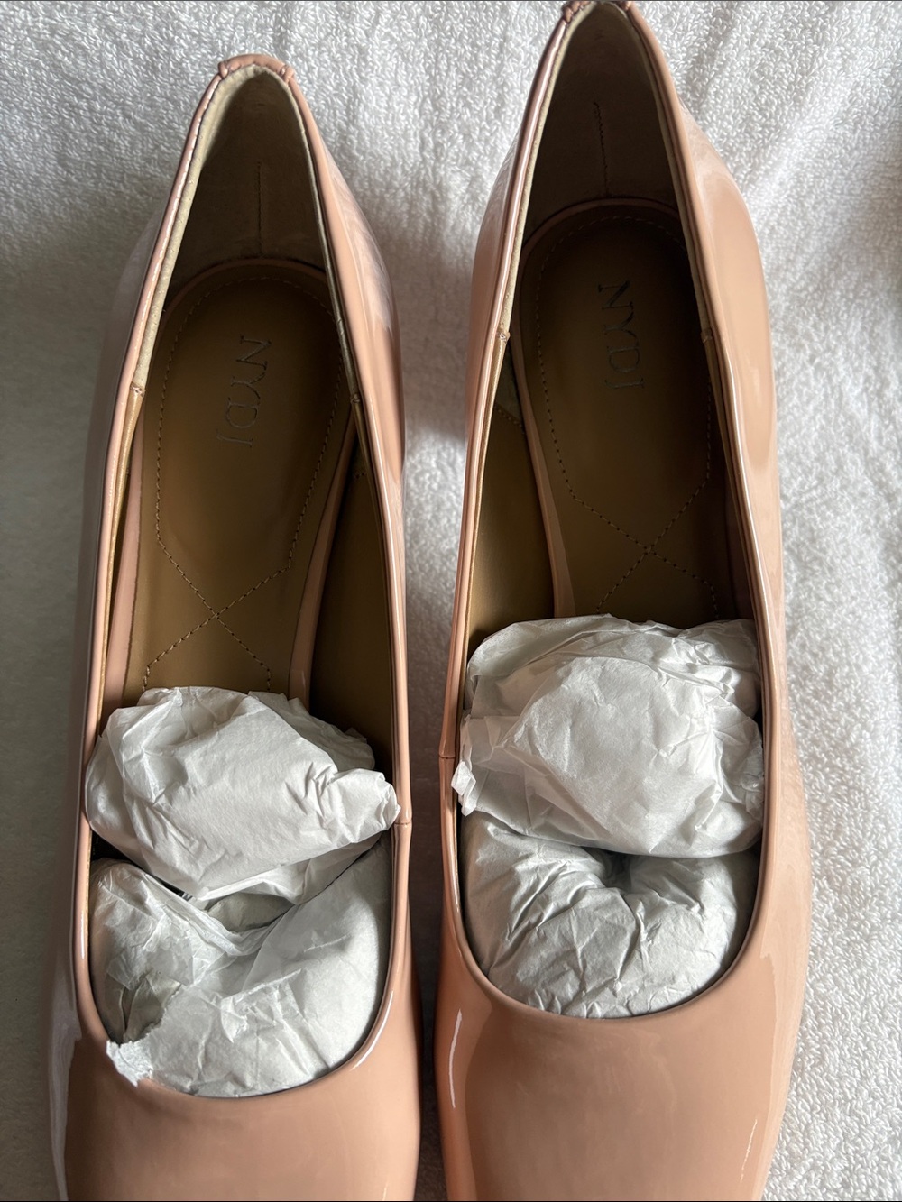 NYDJ Nude Patent Square-Toe Flats